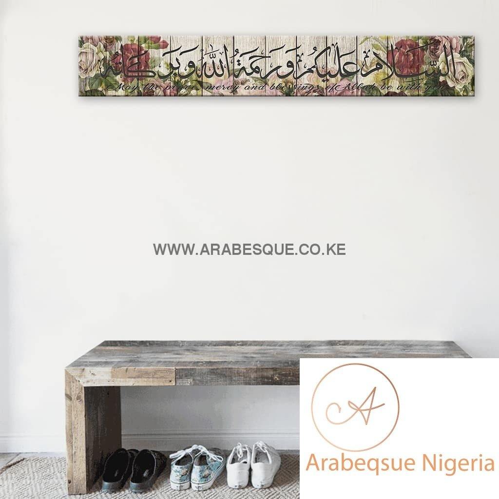 Assalamualaikum Rustic Rose Stretched Canvas Frame - Arabesque Nigeria-Buy Islamic Art Nigeria