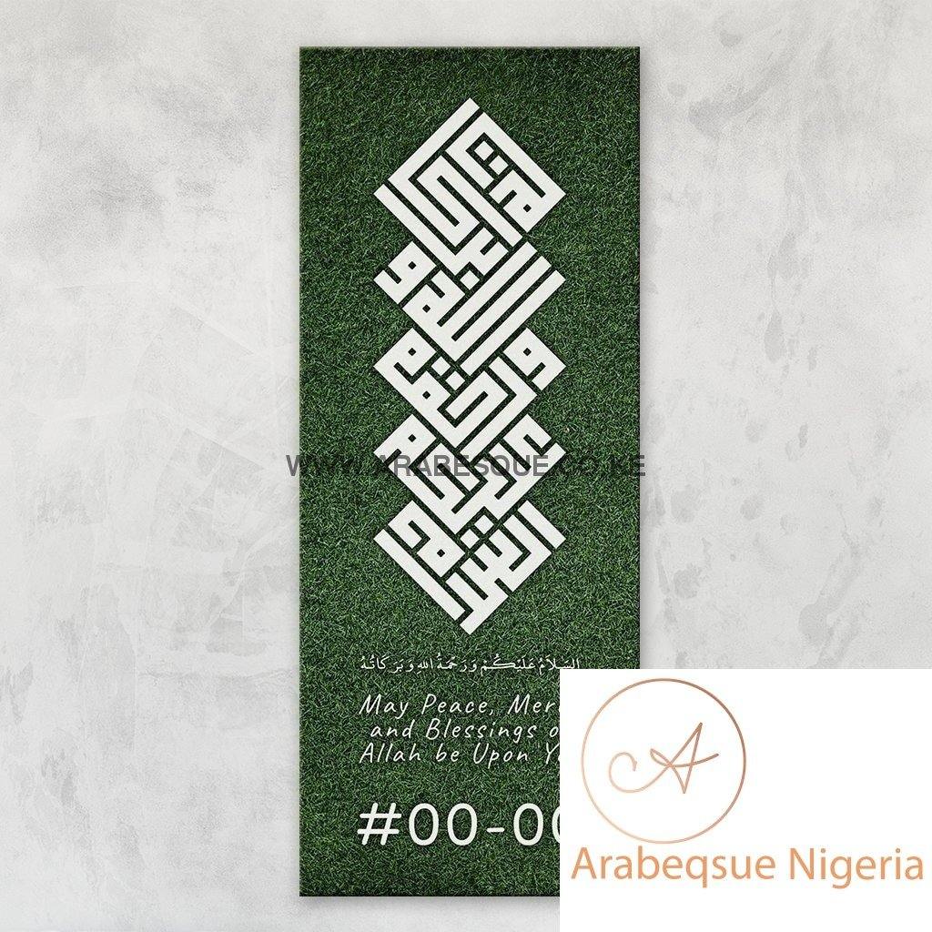 Assalamualaikum Kufi Green Grass Stretched Canvas Frame - Arabesque Nigeria-Buy Islamic Art Nigeria
