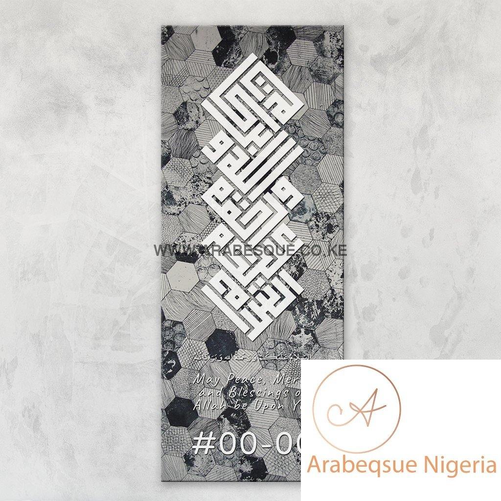 Assalamualaikum Kufi Hexagon Mosiac Stretched Canvas Frame - Arabesque Nigeria-Buy Islamic Art Nigeria