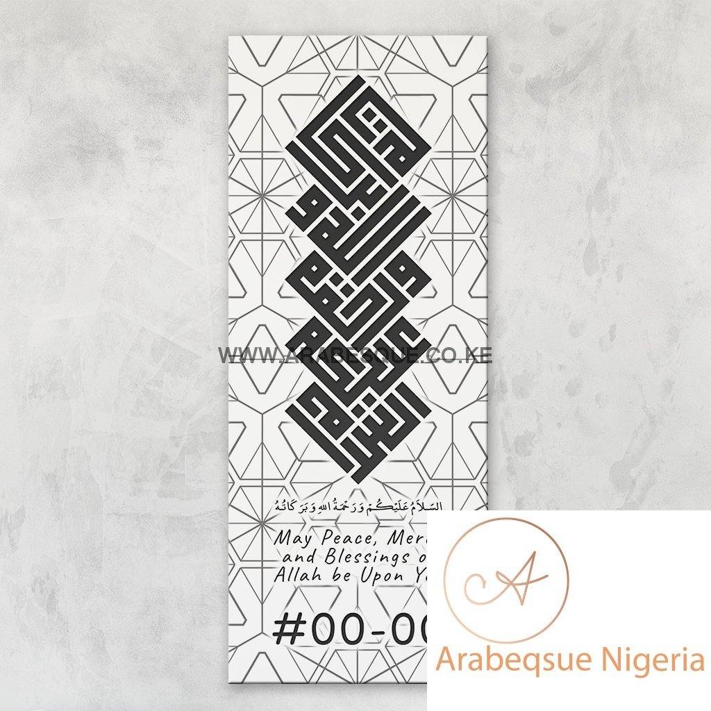 Assalamualaikum Kufi Minimalist Clean Geometric Lines Stretched Canvas Frame - Arabesque Nigeria-Buy Islamic Art Nigeria