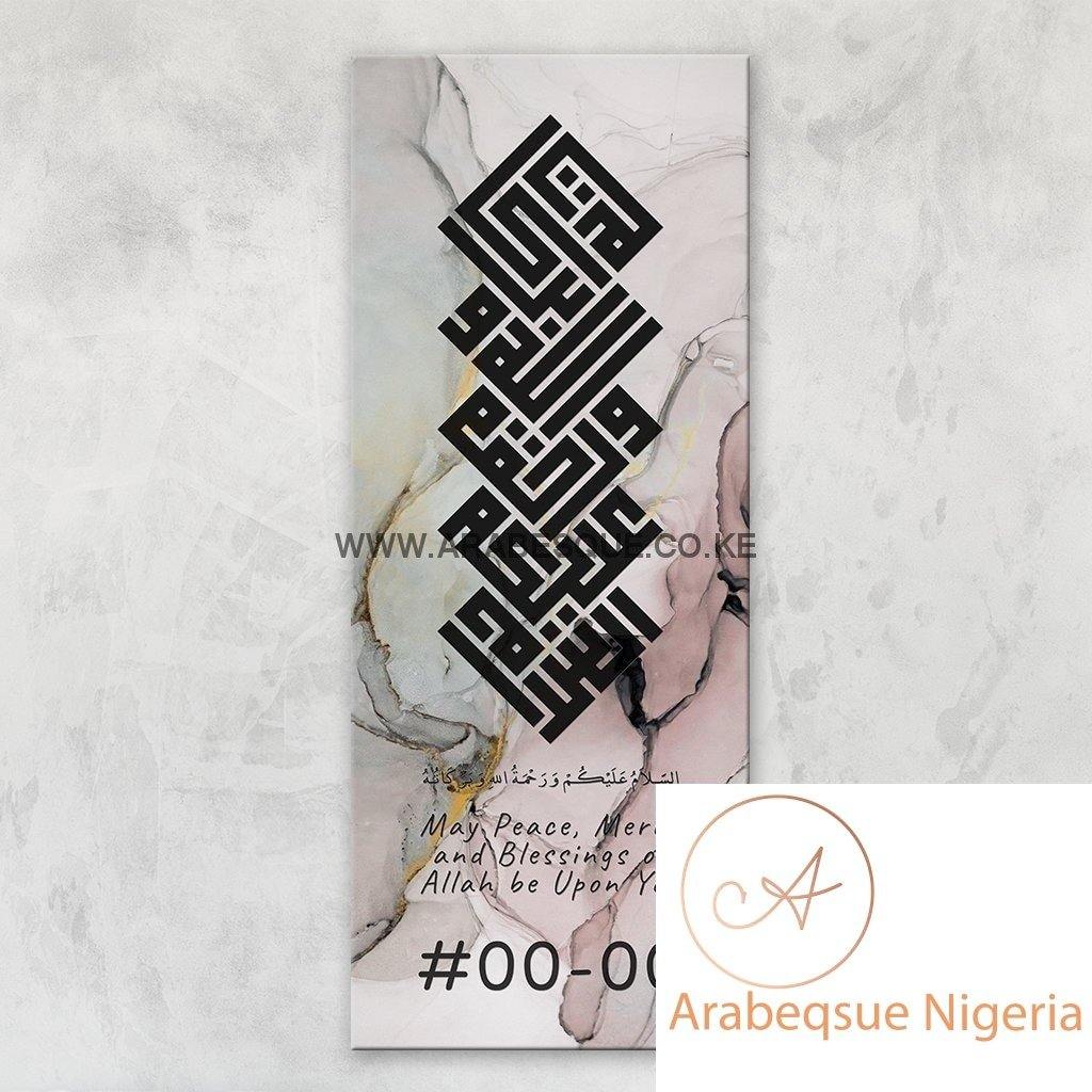 Assalamualaikum Kufi Pastel Rose Abstract Stretched Canvas Frame - Arabesque Nigeria-Buy Islamic Art Nigeria