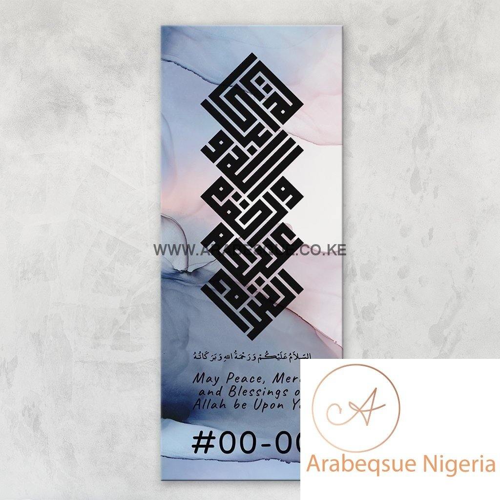 Assalamualaikum Kufi Ethereal Texture V27 Stretched Canvas Frame - Arabesque Nigeria-Buy Islamic Art Nigeria