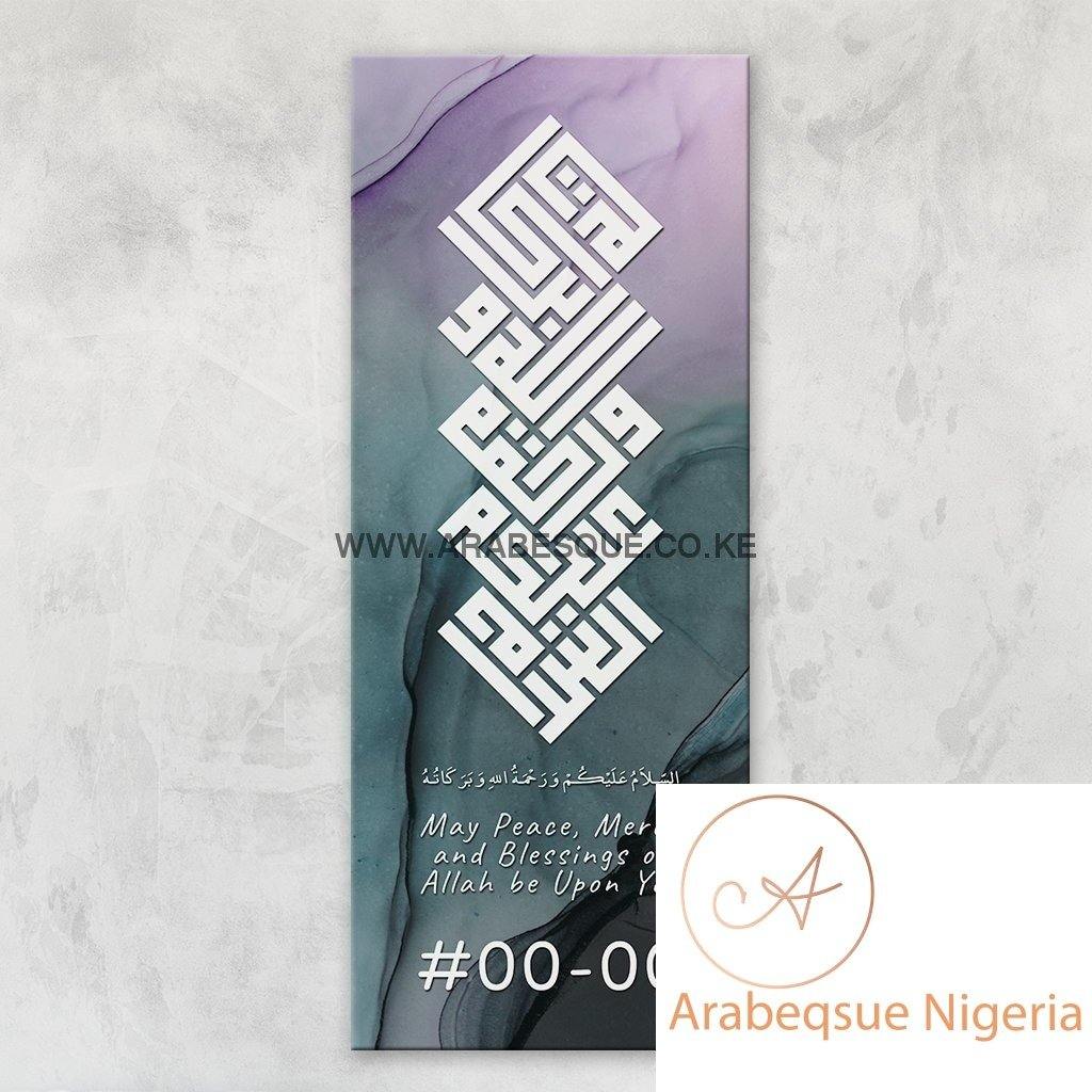 Assalamualaikum Kufi Ethereal Texture V43 Stretched Canvas Frame - Arabesque Nigeria-Buy Islamic Art Nigeria