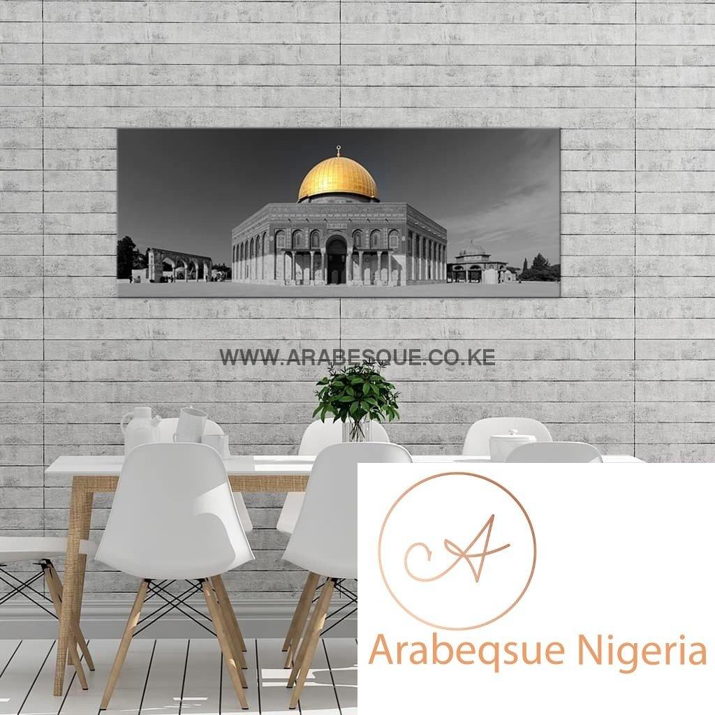Dome Of The Rock Panaromic Monochrome - Arabesque Nigeria-Buy Islamic Art Nigeria