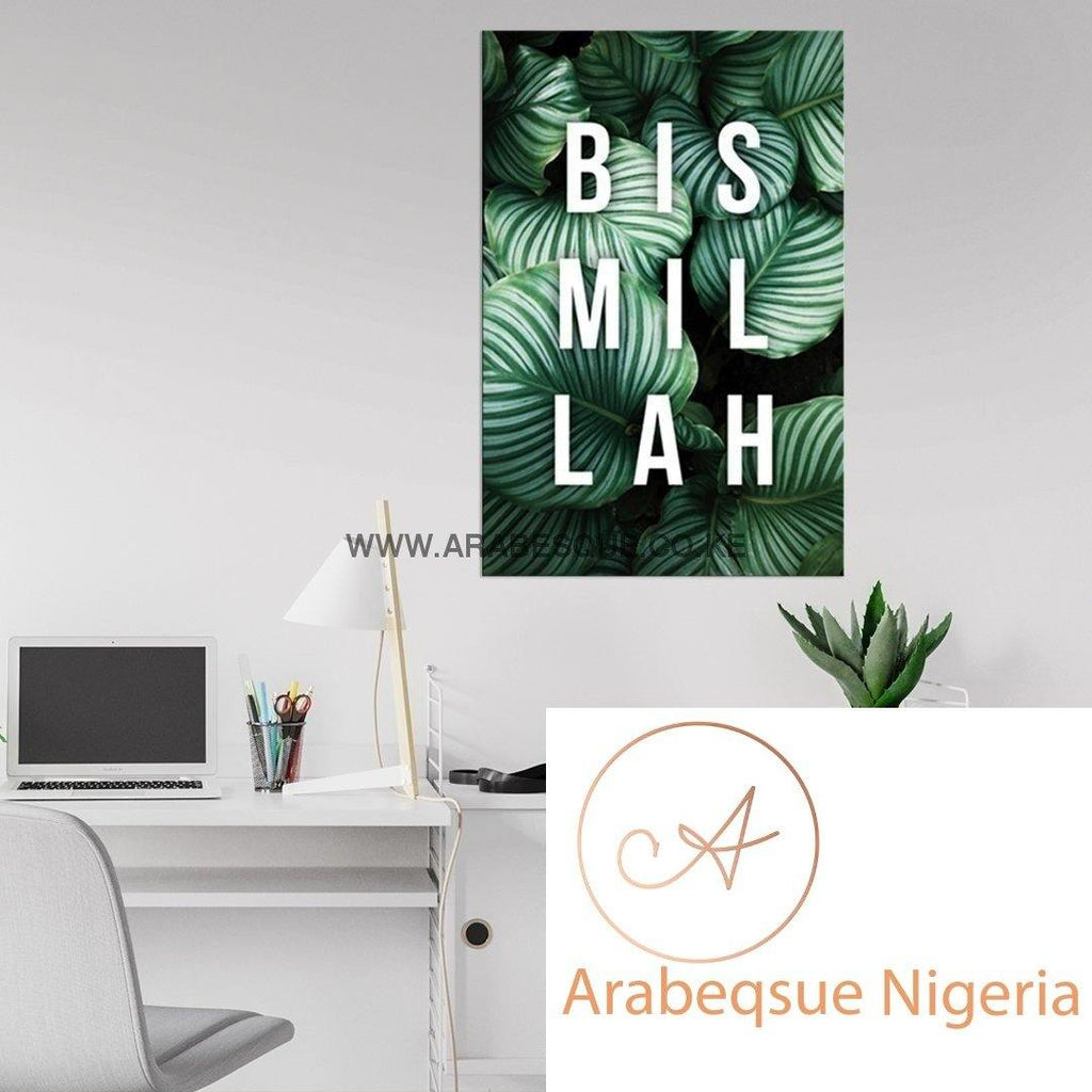 Basmalah In The Name Of Allah The Most Gracious The Most Merciful Greens - Arabesque Nigeria-Buy Islamic Art Nigeria