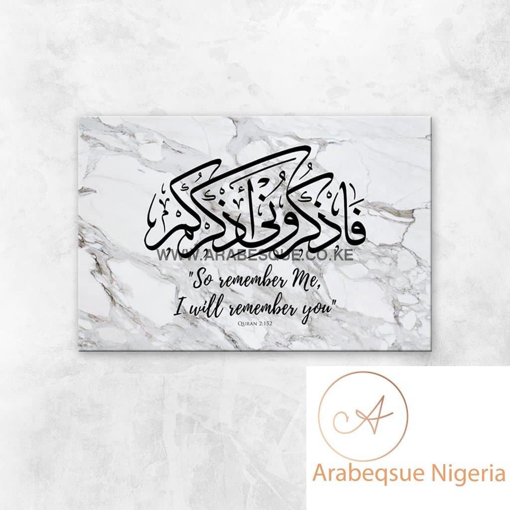 Al Baqarah 1 152 So Remember Me And I Will Remember You White Marble - Arabesque Nigeria-Buy Islamic Art Nigeria