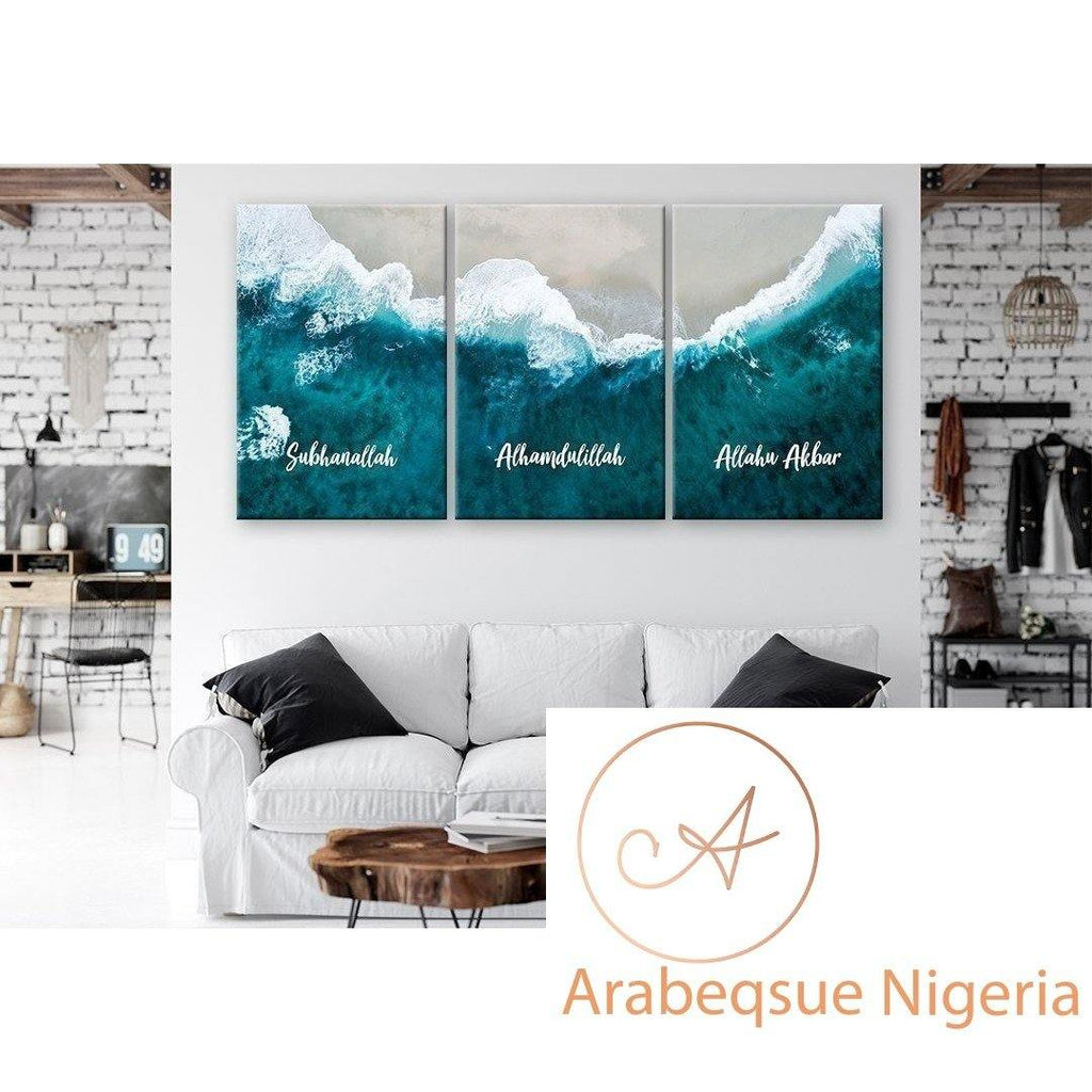 Tasbih Subahanallah Alhamdulilah Allahu Akbar Beautiful Beach - Arabesque Nigeria-Buy Islamic Art Nigeria