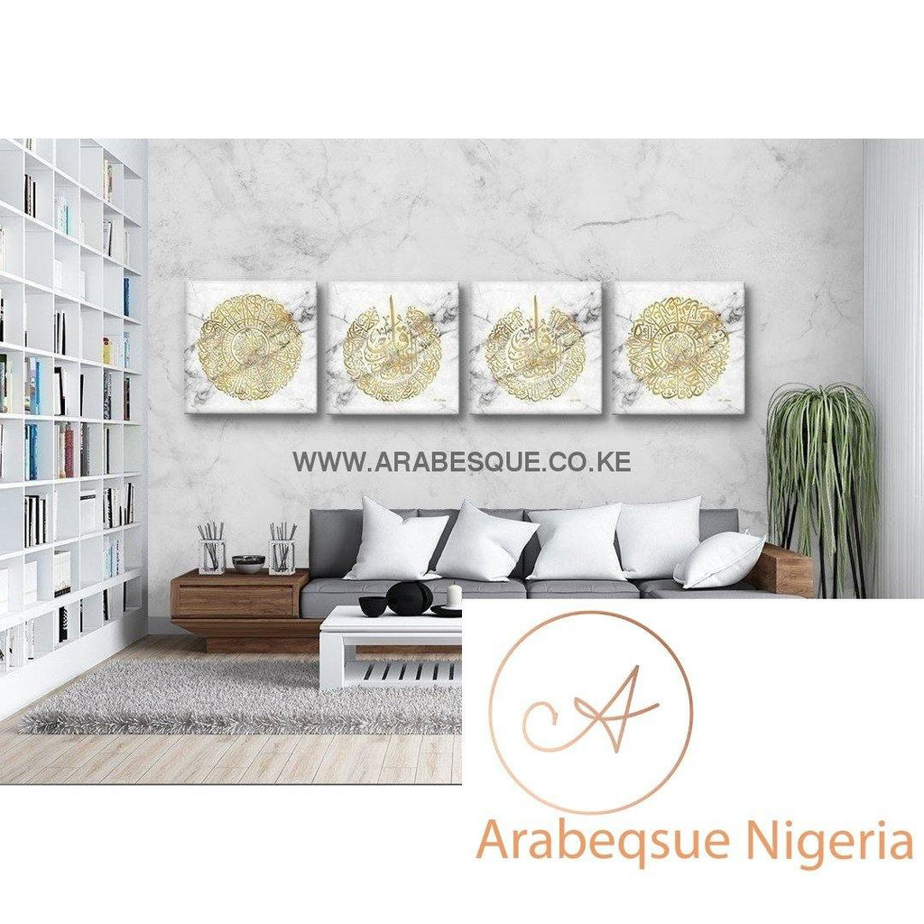 Luxe Series 4 Qul Set V1 Black White Marble - Arabesque Nigeria-Buy Islamic Art Nigeria