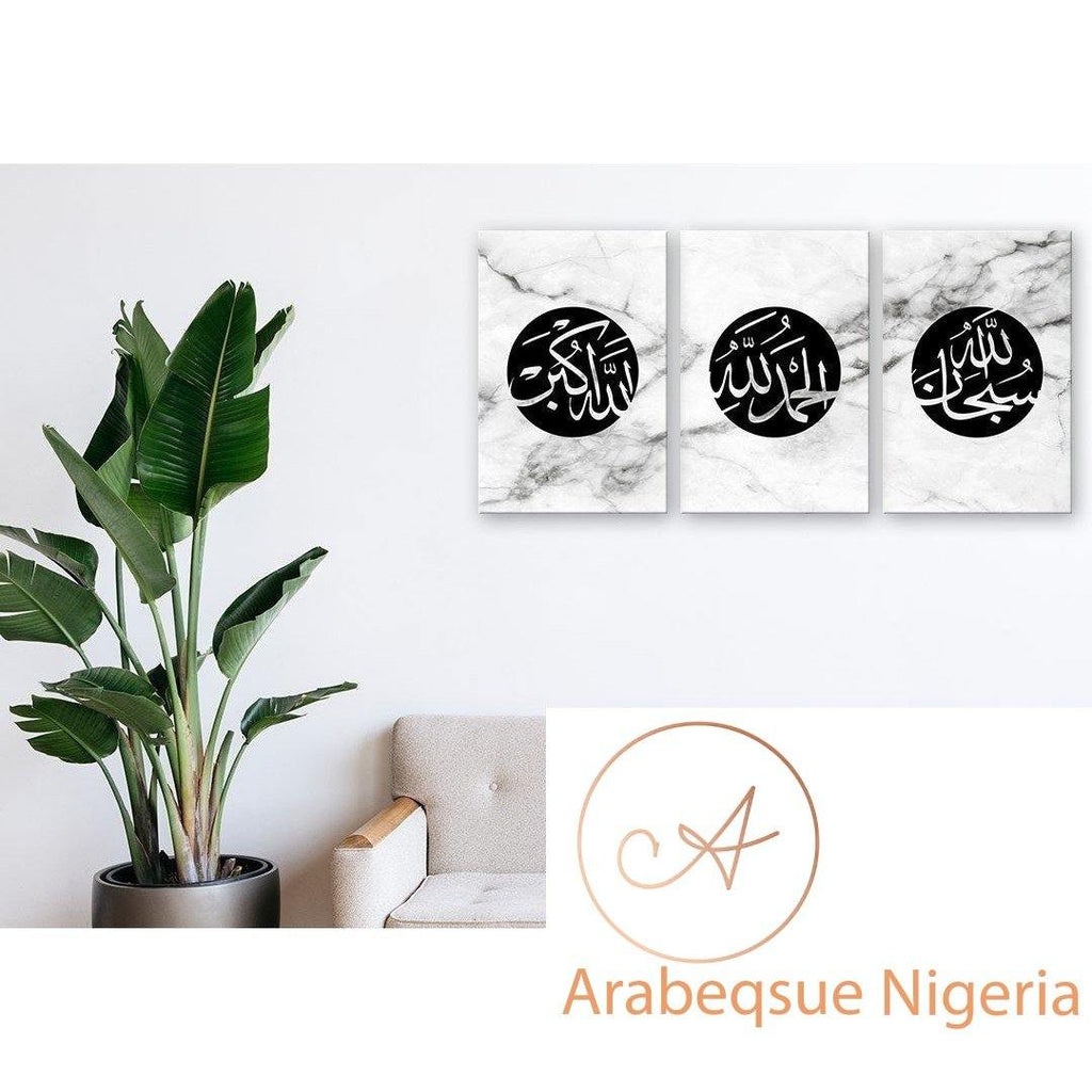 Tasbih Circle Subahanallah Alhamdulilah Allahu Akbar White Marble - Arabesque Nigeria-Buy Islamic Art Nigeria