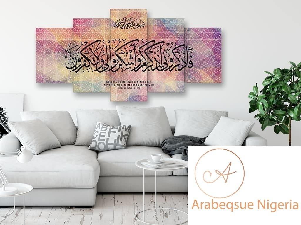 Surah Al Baqarah The Heifer Verse 2 152 Pink Geometric - Arabesque Nigeria-Buy Islamic Art Nigeria