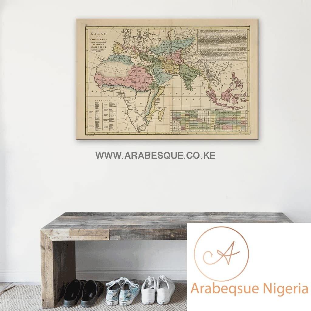 1817 Historical Map The Spread Of Islam - Arabesque Nigeria-Buy Islamic Art Nigeria